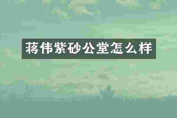 蒋伟紫砂公堂怎么样