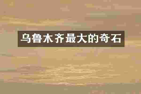 乌鲁木齐最大的奇石