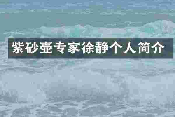 紫砂壶专家徐静个人简介