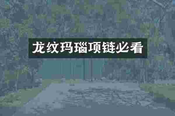 龙纹玛瑙项链必看