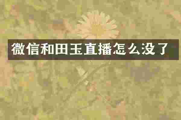 微信和田玉直播怎么没了