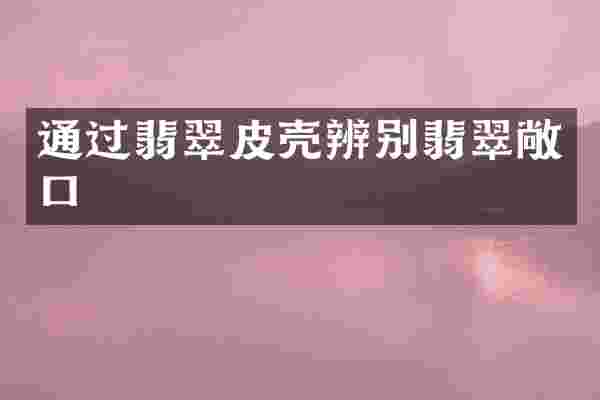 通过翡翠皮壳辨别翡翠敞口