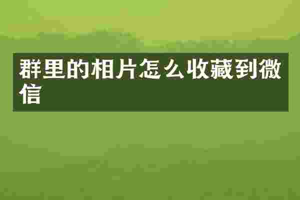 群里的相片怎么收藏到微信