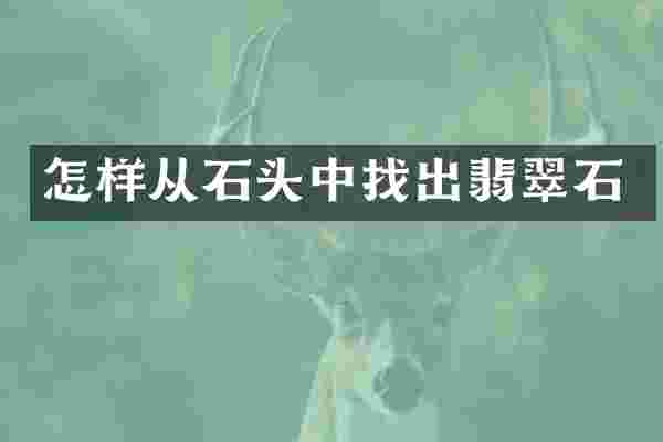 怎样从石头中找出翡翠石