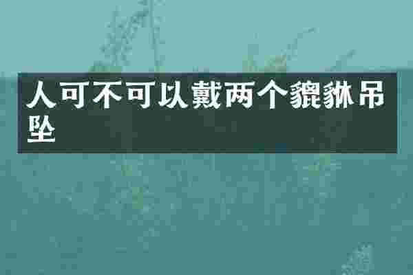 人可不可以戴两个貔貅吊坠