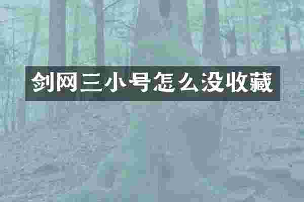 剑网三小号怎么没收藏