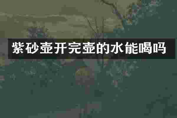 紫砂壶开完壶的水能喝吗