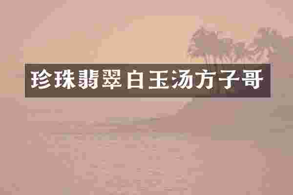 珍珠翡翠白玉汤方子哥