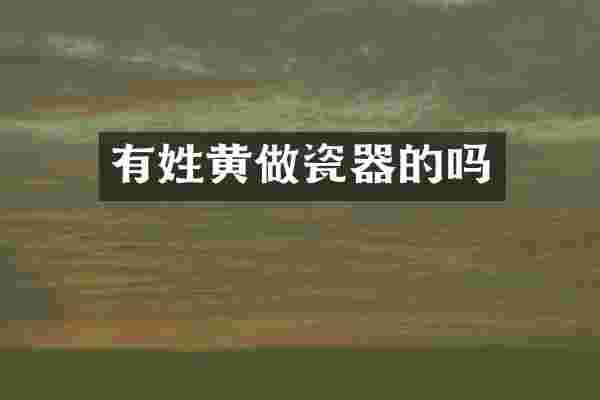 有姓黄做瓷器的吗