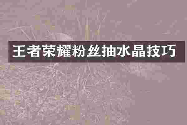 王者荣耀粉丝抽水晶技巧