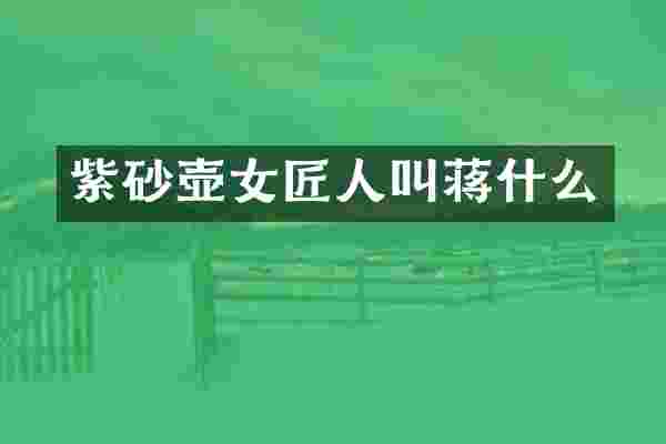 紫砂壶女匠人叫蒋什么
