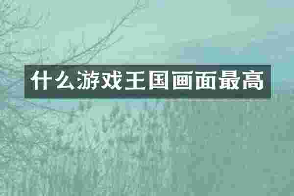 什么游戏王国画面最高