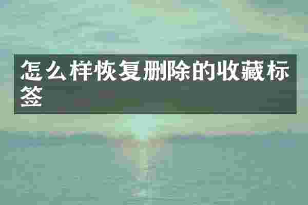 怎么样恢复删除的收藏标签