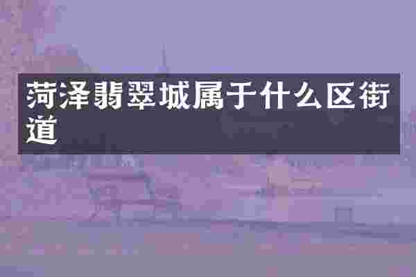 菏泽翡翠城属于什么区街道