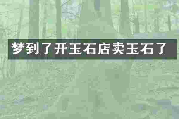 梦到了开玉石店卖玉石了