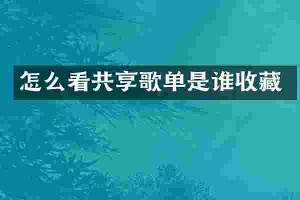 怎么看共享歌单是谁收藏