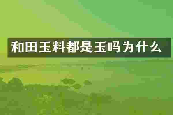 和田玉料都是玉吗为什么