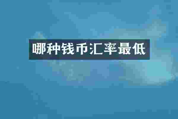 哪种钱币汇率最低