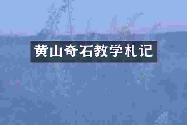 黄山奇石教学札记