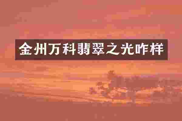 金州万科翡翠之光咋样