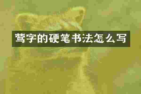 莺字的硬笔书法怎么写