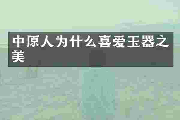 中原人为什么喜爱玉器之美