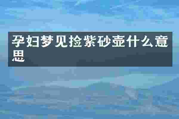 孕妇梦见捡紫砂壶什么意思