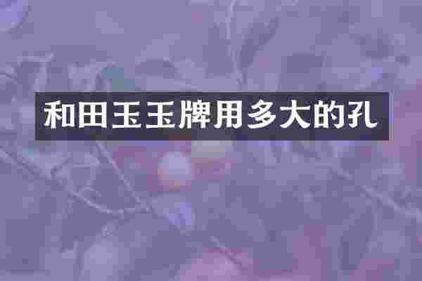 和田玉玉牌用多大的孔