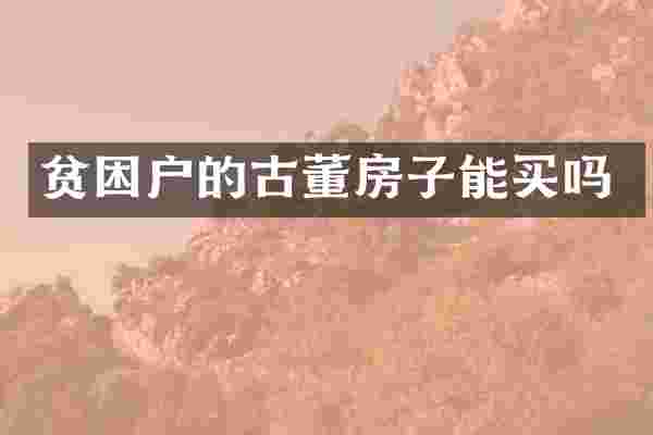 贫困户的古董房子能买吗