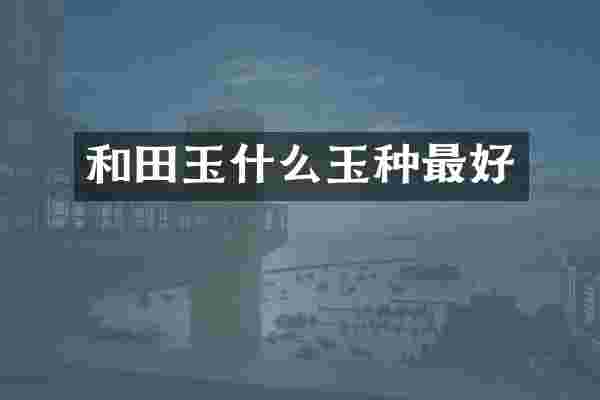 和田玉什么玉种最好
