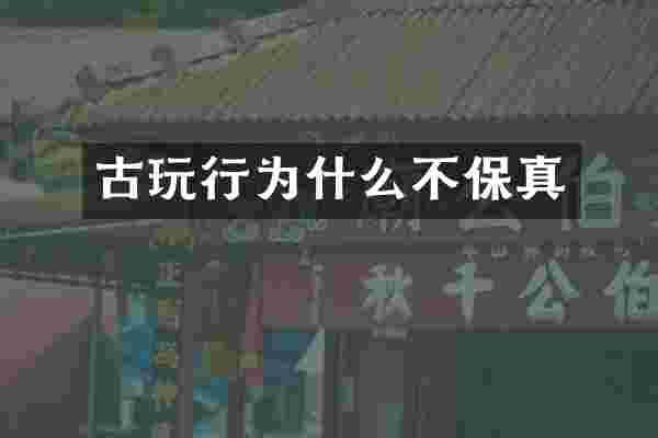 古玩行为什么不保真