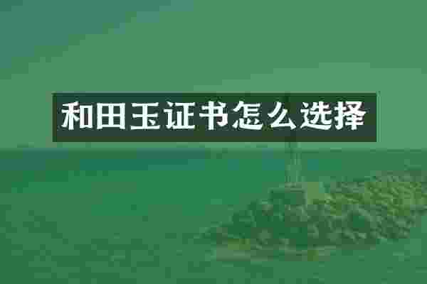 和田玉证书怎么选择