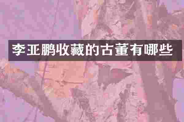 李亚鹏收藏的古董有哪些