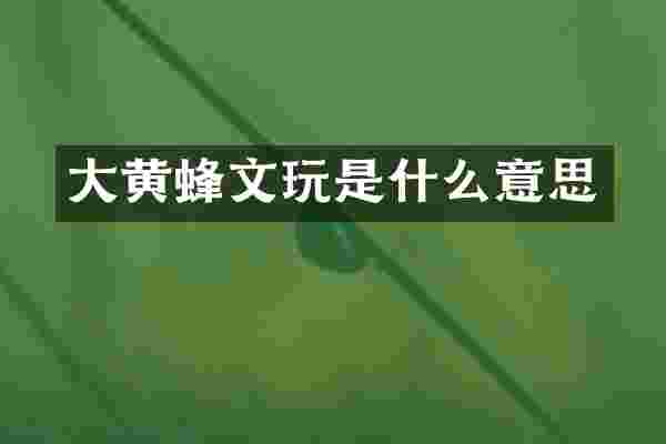大黄蜂文玩是什么意思