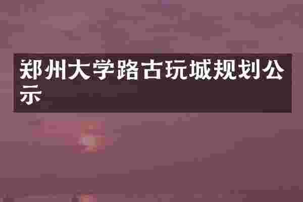 郑州大学路古玩城规划公示