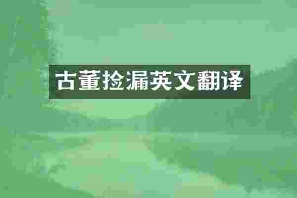 古董捡漏英文翻译