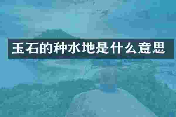 玉石的种水地是什么意思