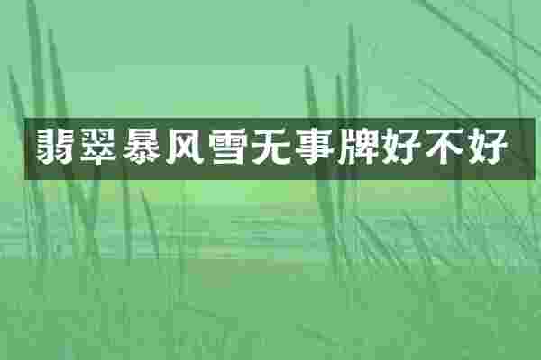 翡翠暴风雪无事牌好不好