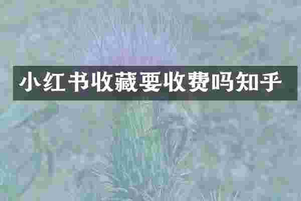 小红书收藏要收费吗知乎