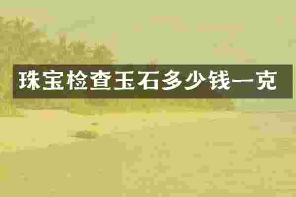 珠宝检查玉石多少钱一克