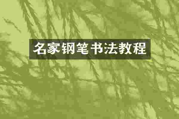 名家钢笔书法教程