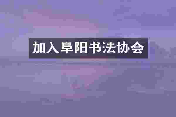 加入阜阳书法协会