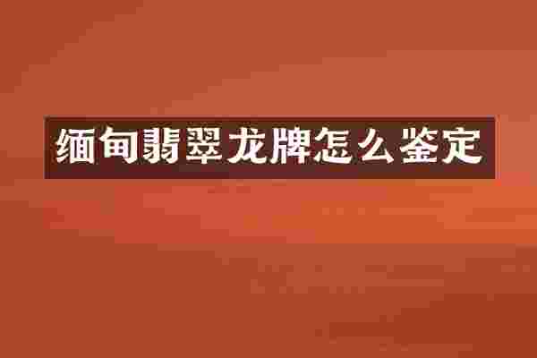 缅甸翡翠龙牌怎么鉴定