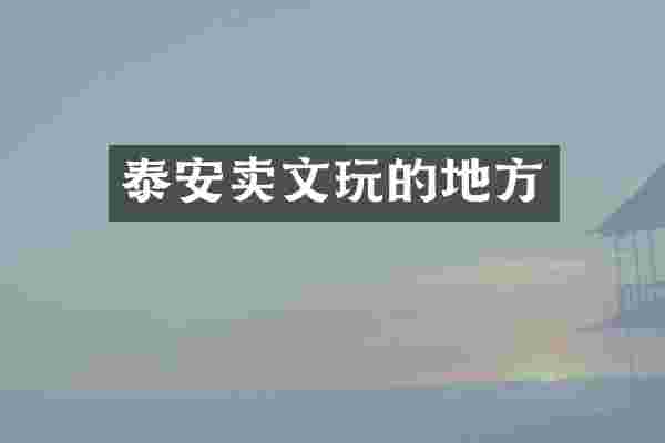 泰安卖文玩的地方