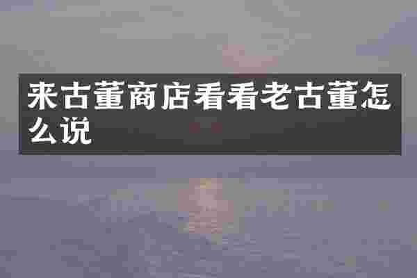来古董商店看看老古董怎么说