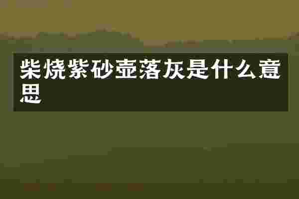 柴烧紫砂壶落灰是什么意思