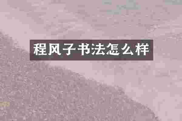程风子书法怎么样
