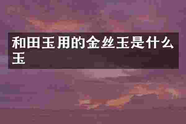 和田玉用的金丝玉是什么玉