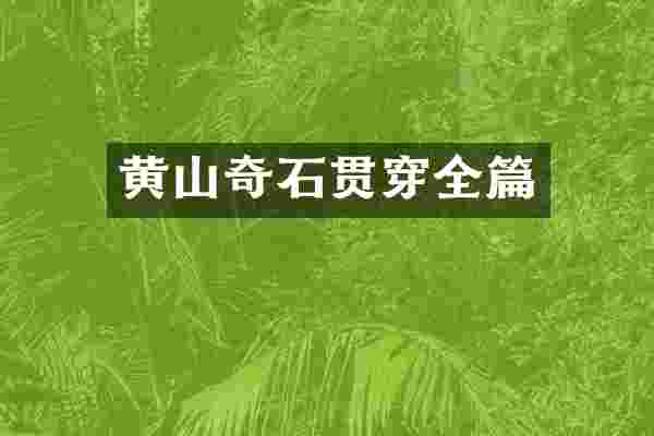 黄山奇石贯穿全篇