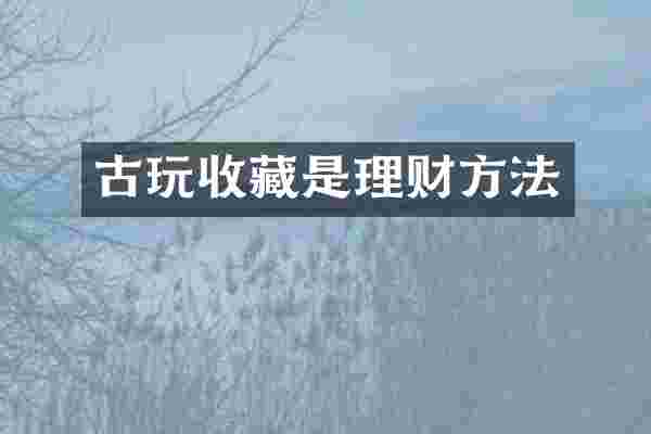 古玩收藏是理财方法